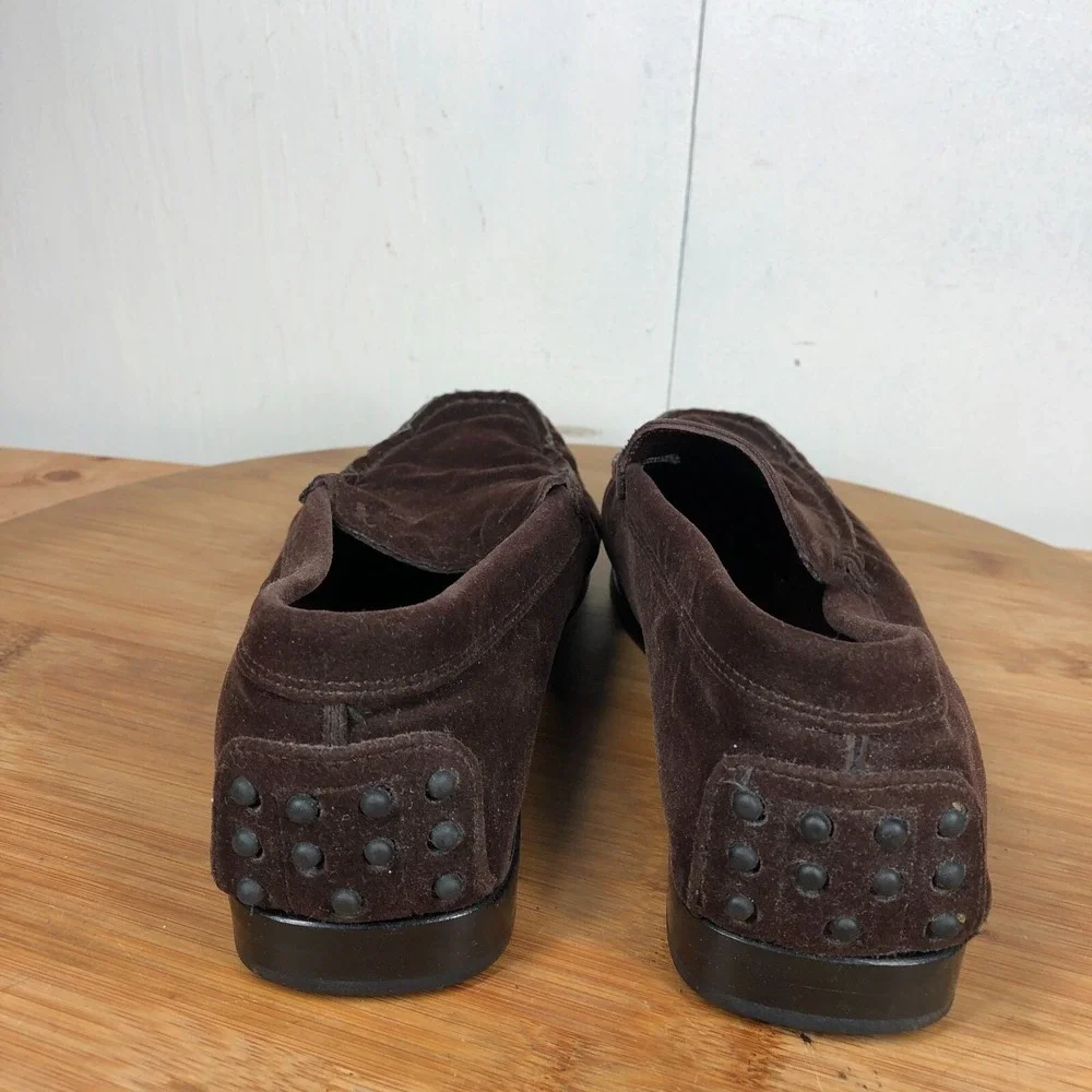 Tods womens size 37 shoes brown suede slip on comfort work loafers